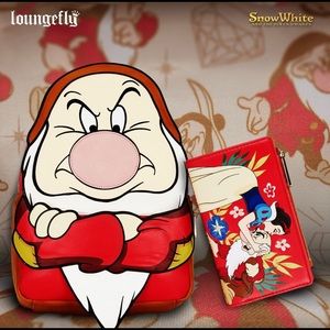 Loungefly Exclusive Disney Snow White Grumpy Cosplay Mini Backpack & Flap Wallet
